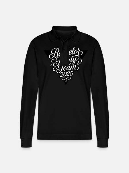 Bachelor Party Team 2025 - Stanley/Stella Organic Unisex Long-Sleeved Polo Shirt Prepster - black