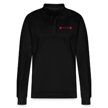 Heavy Weights - Stanley/Stella uniseks bio poloshirt met lange mouwen Prepster - zwart - Voor - Anna (173cm) & Nico (186cm)