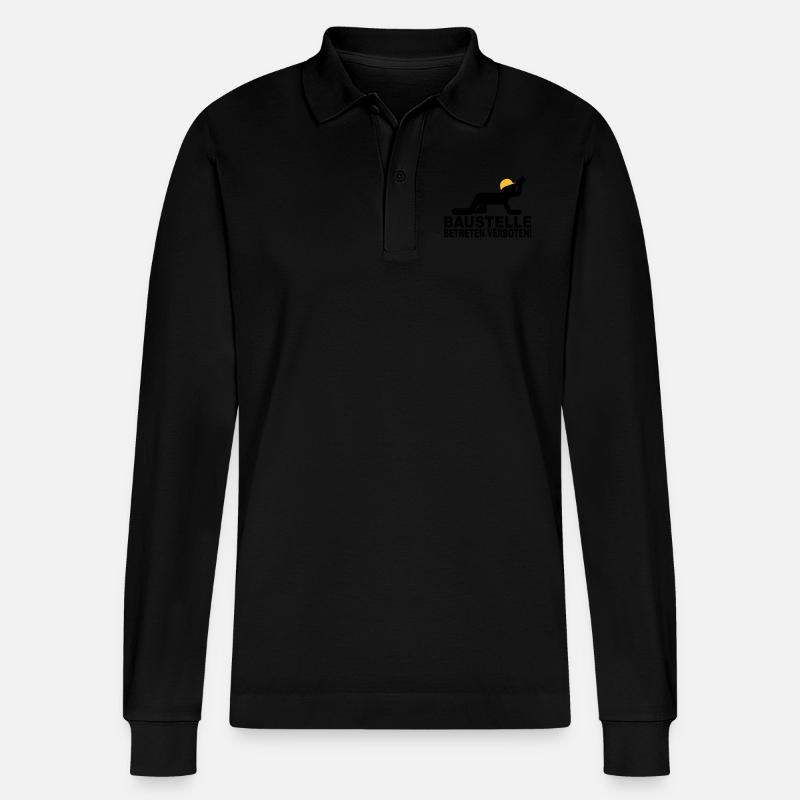 baustelle betreten verboten - Stanley/Stella Unisex Bio-Langarm-Poloshirt Prepster - Schwarz