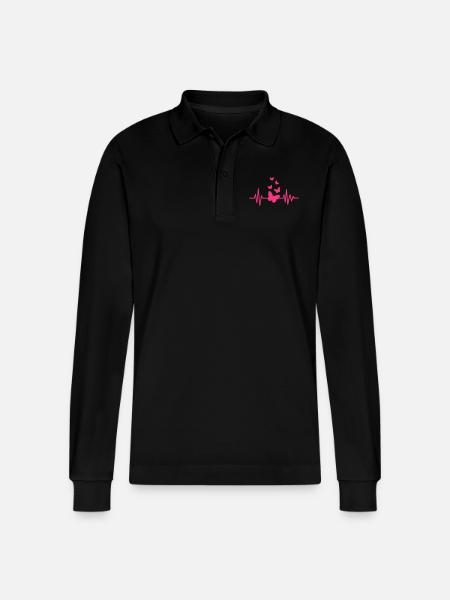 Butterfly - Stanley/Stella Organic Unisex Long-Sleeved Polo Shirt Prepster - black