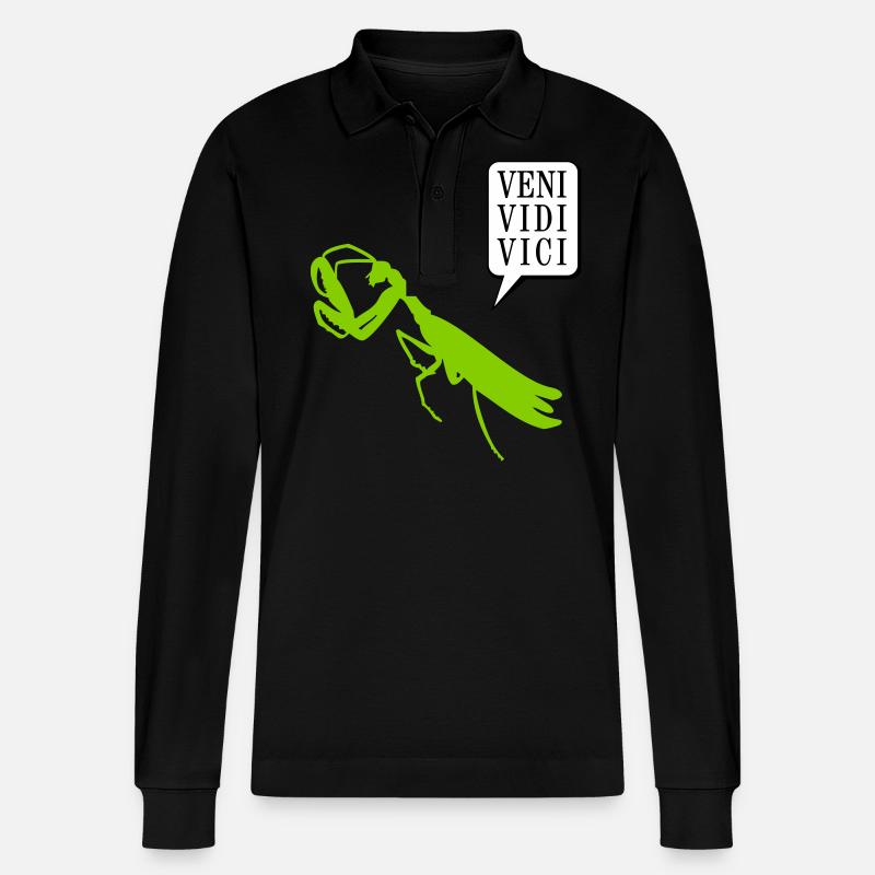 Gottesanbeterin / mantis (1c) - Stanley/Stella Unisex Bio-Langarm-Poloshirt Prepster - Schwarz