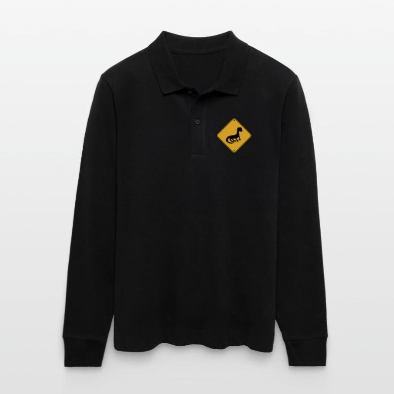 warning caution caution note shield silhouette Stanley/Stella Organic Unisex Long-Sleeved Polo Shirt Prepster