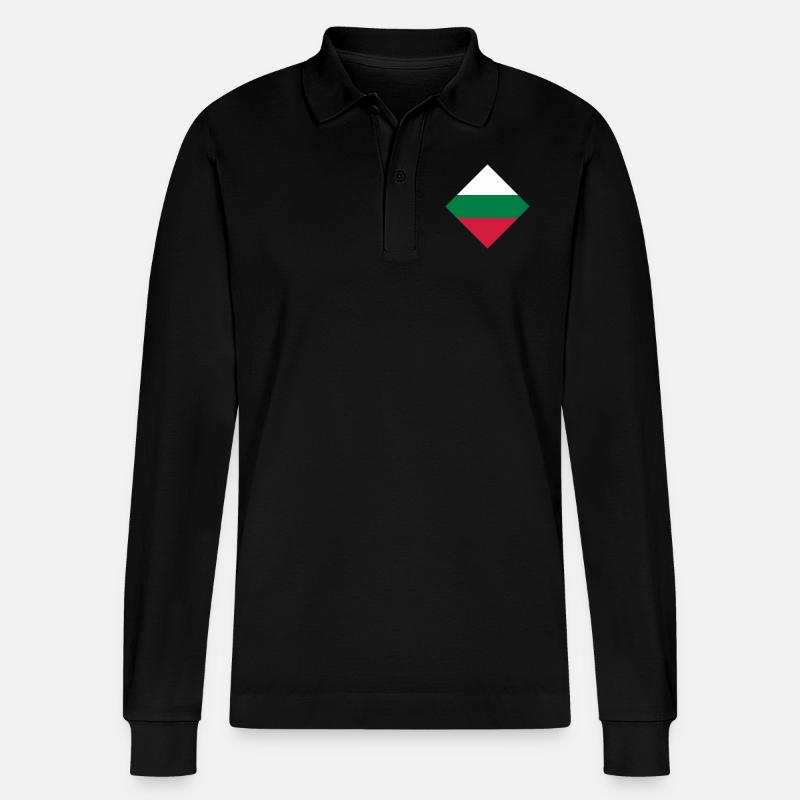 Bulgarien - Stanley/Stella Unisex Bio-Langarm-Poloshirt Prepster - Schwarz