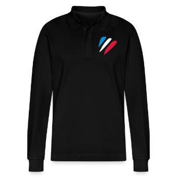 Motif Décoration Rayé - TRICOLORE - Polo à manches longues bio PREPSTER Stanley/Stella Unisexe - noir - Devant - Anna (173cm) & Nico (186cm)
