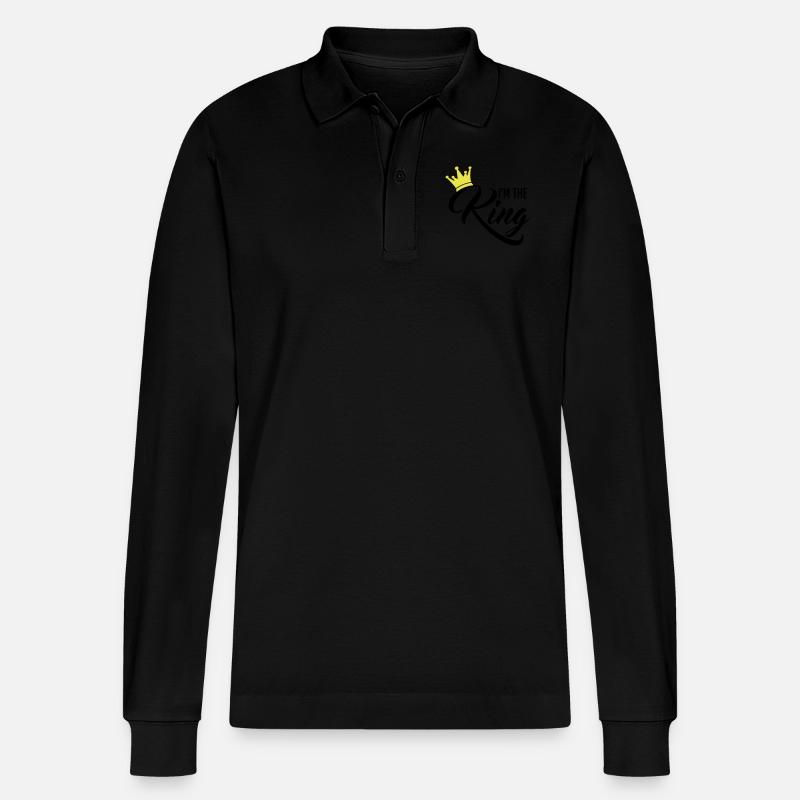 I'm the King - Stanley/Stella Unisex Bio-Langarm-Poloshirt Prepster - Schwarz