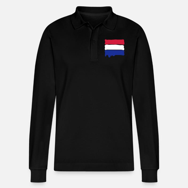 Dutch flag runny paint - Stanley/Stella Unisex Bio-Langarm-Poloshirt Prepster - Schwarz