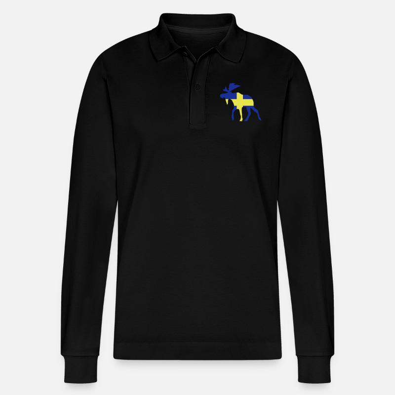 Schweden - Stanley/Stella Unisex Bio-Langarm-Poloshirt Prepster - Schwarz
