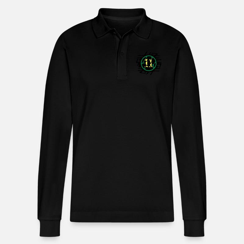 11_klecks_broken_vec_3de - Stanley/Stella Unisex Bio-Langarm-Poloshirt Prepster - Schwarz