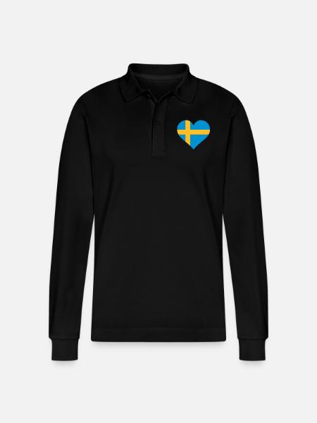 schweden herz - Stanley/Stella Organic Unisex Long-Sleeved Polo Shirt Prepster - black