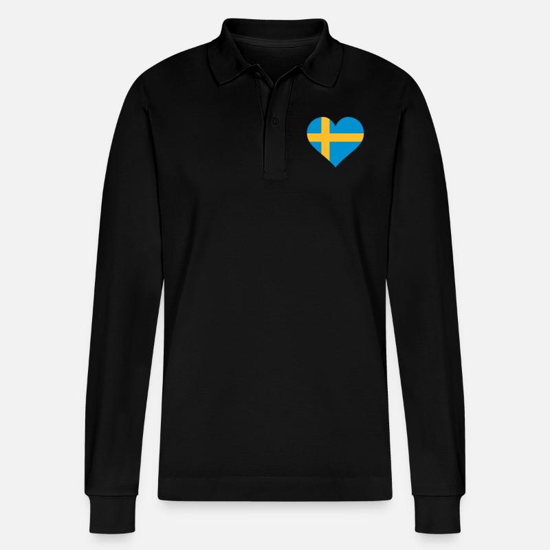 schweden herz - Stanley/Stella Unisex Bio-Langarm-Poloshirt Prepster - Schwarz