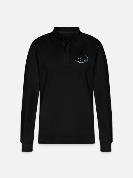 Airplane - Stanley/Stella Organic Unisex Long-Sleeved Polo Shirt Prepster - black