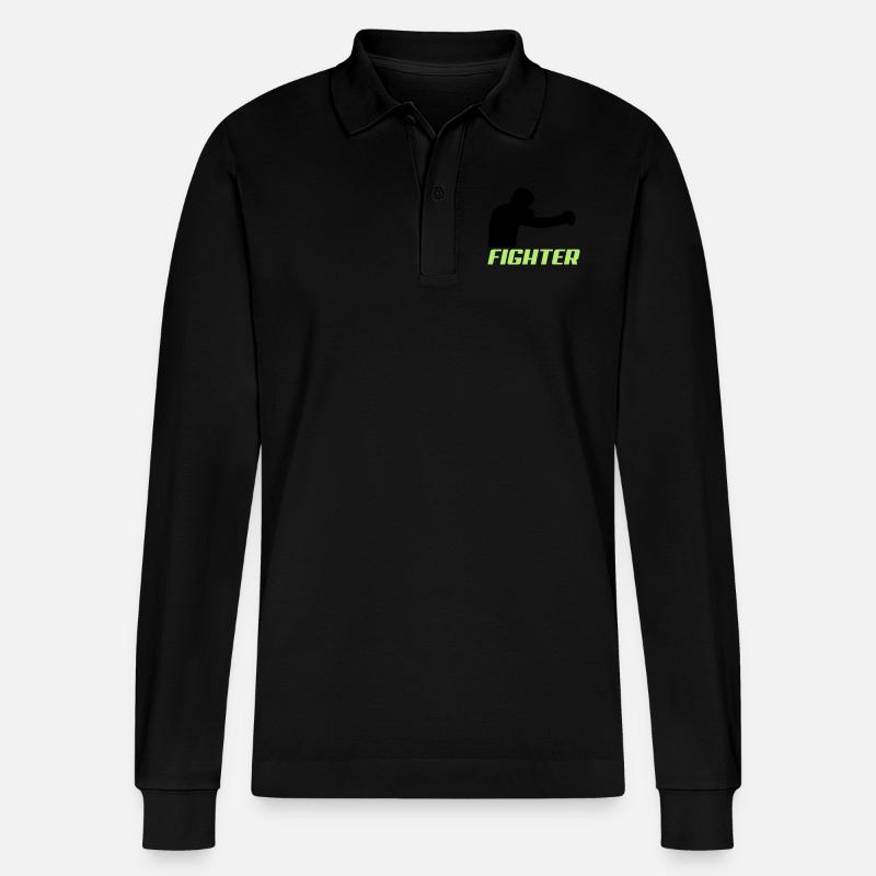 fighter2 - Stanley/Stella Unisex Bio-Langarm-Poloshirt Prepster - Schwarz