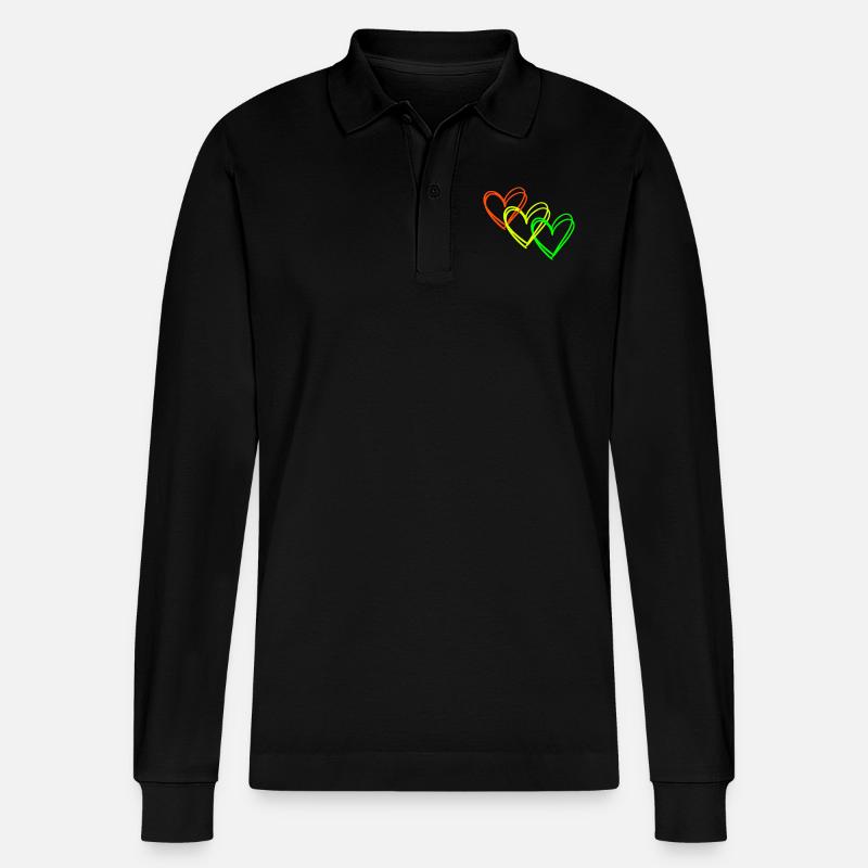 Herzen <3 Herzkette ♥ Liebe - Stanley/Stella Unisex Bio-Langarm-Poloshirt Prepster - Schwarz