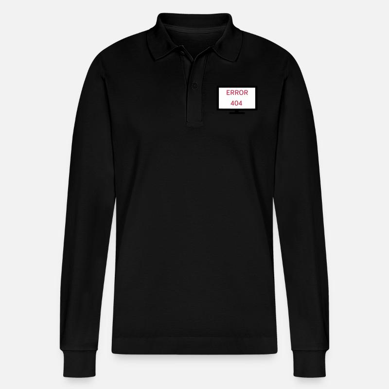 Computer Error 404 - Stanley/Stella Organic Unisex Long-Sleeved Polo Shirt Prepster - black