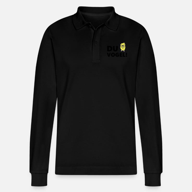 du_vogel - Stanley/Stella Unisex Bio-Langarm-Poloshirt Prepster - Schwarz
