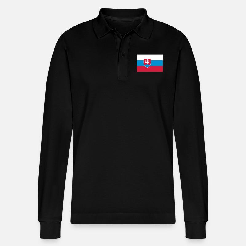 slovakia flag - Stanley/Stella Unisex Bio-Langarm-Poloshirt Prepster - Schwarz