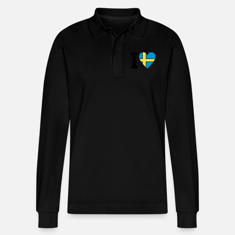 schweden_ilove_50 - Stanley/Stella Unisex Bio-Langarm-Poloshirt Prepster - Schwarz