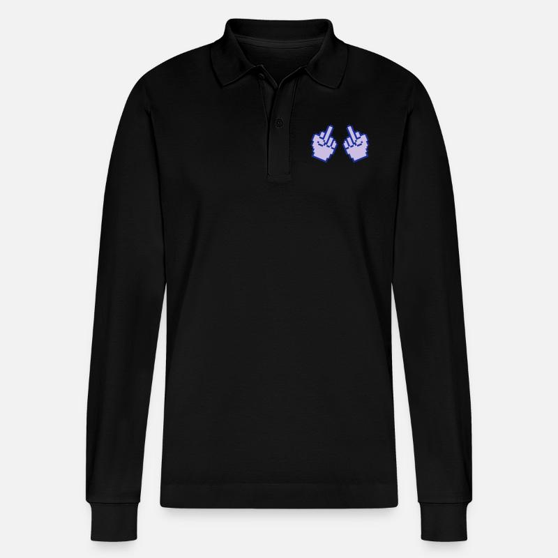 mittelfinger pixel 2 - Stanley/Stella Unisex Bio-Langarm-Poloshirt Prepster - Schwarz