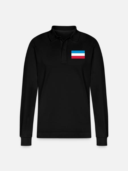 Schleswig-Holstein Fahne - Stanley/Stella Unisex Bio-Langarm-Poloshirt Prepster - Schwarz