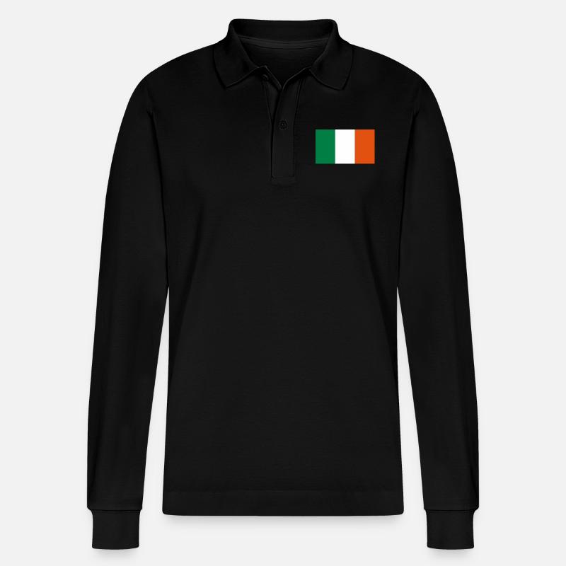 flag_ireland_eire_irish - Stanley/Stella Unisex Bio-Langarm-Poloshirt Prepster - Schwarz