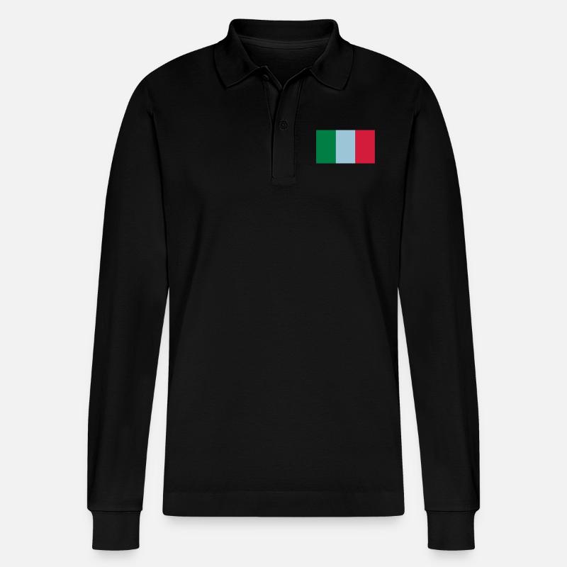 Italien - Stanley/Stella Unisex Bio-Langarm-Poloshirt Prepster - Schwarz