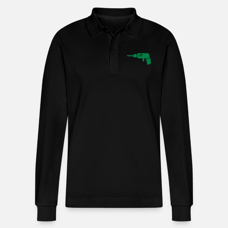 bohrmaschine_001 - Stanley/Stella Unisex Bio-Langarm-Poloshirt Prepster - Schwarz