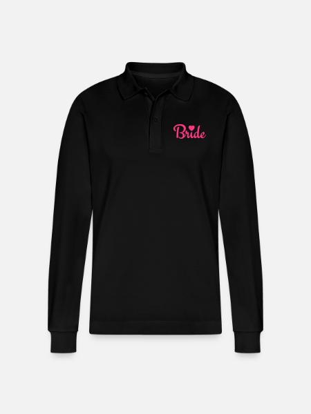 bride with heart 1c - Stanley/Stella Organic Unisex Long-Sleeved Polo Shirt Prepster - black