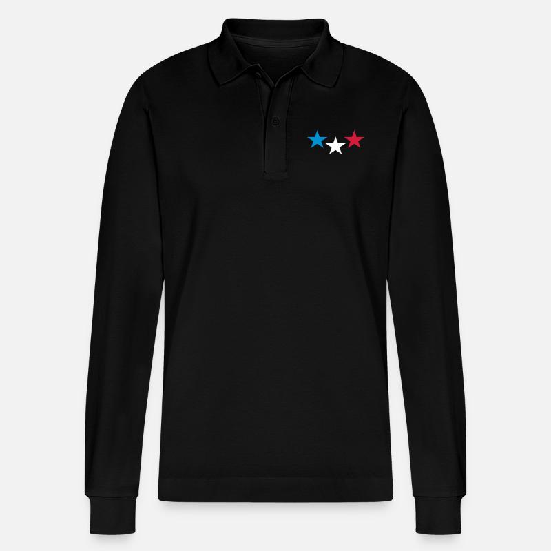 frankreich - Stanley/Stella Unisex Bio-Langarm-Poloshirt Prepster - Schwarz