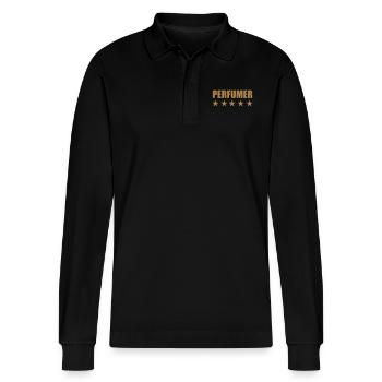 Parfüm / Parfümeur / Perfume / Parfümerie - Stanley/Stella Unisex Bio-Langarm-Poloshirt Prepster - Schwarz - Vorne - Anna (173cm) & Nico (186cm)