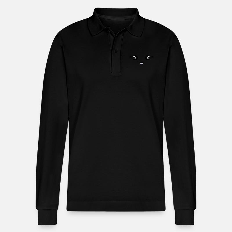 gesicht lachend - Stanley/Stella Unisex Bio-Langarm-Poloshirt Prepster - Schwarz