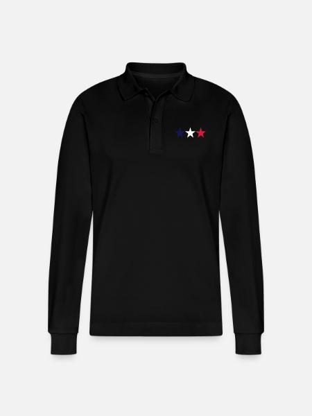 france - Stanley/Stella Unisex Bio-Langarm-Poloshirt Prepster - Schwarz
