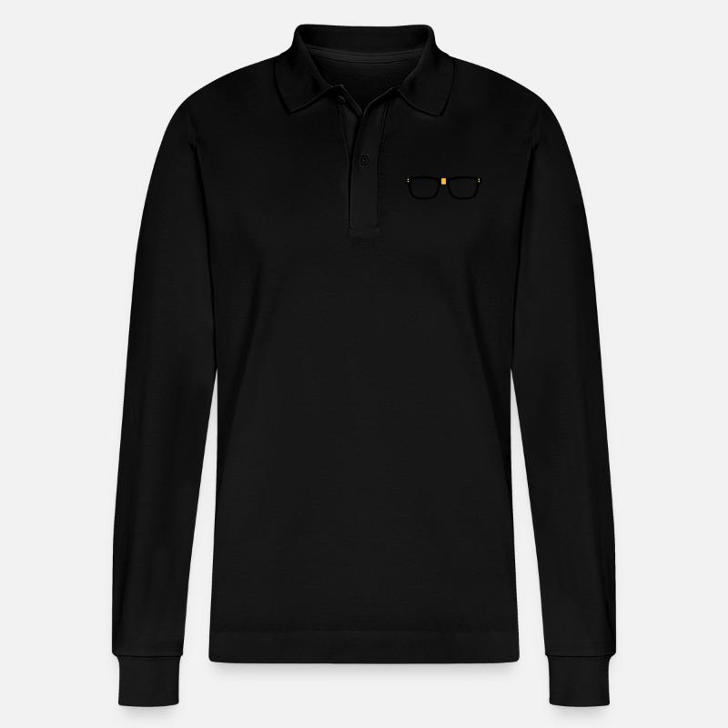 glasses - Nerd - Stanley/Stella Organic Unisex Long-Sleeved Polo Shirt Prepster - black