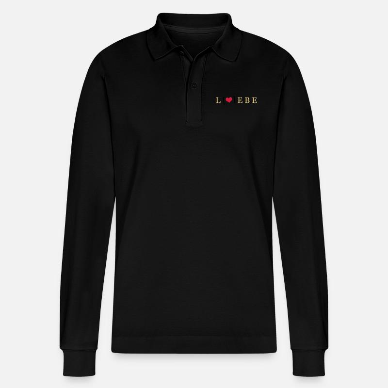 Liebe / Lebe - Stanley/Stella Unisex Bio-Langarm-Poloshirt Prepster - Schwarz
