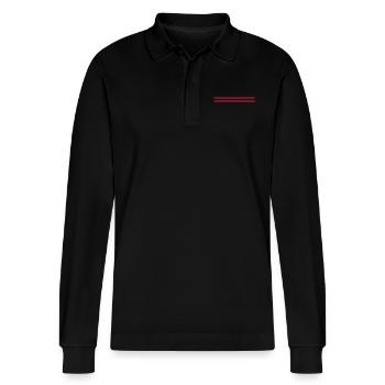 Linien - Stanley/Stella Unisex Bio-Langarm-Poloshirt Prepster - Schwarz - Vorne - Anna (173cm) & Nico (186cm)