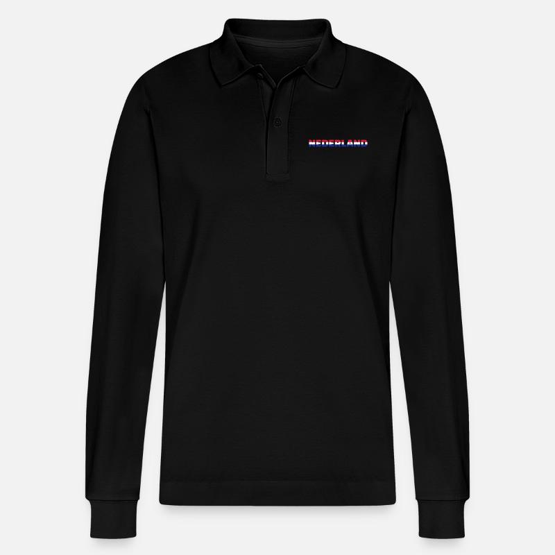 Niederlande - Stanley/Stella Unisex Bio-Langarm-Poloshirt Prepster - Schwarz