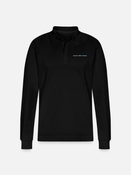 Line Stars - Stanley/Stella Organic Unisex Long-Sleeved Polo Shirt Prepster - black