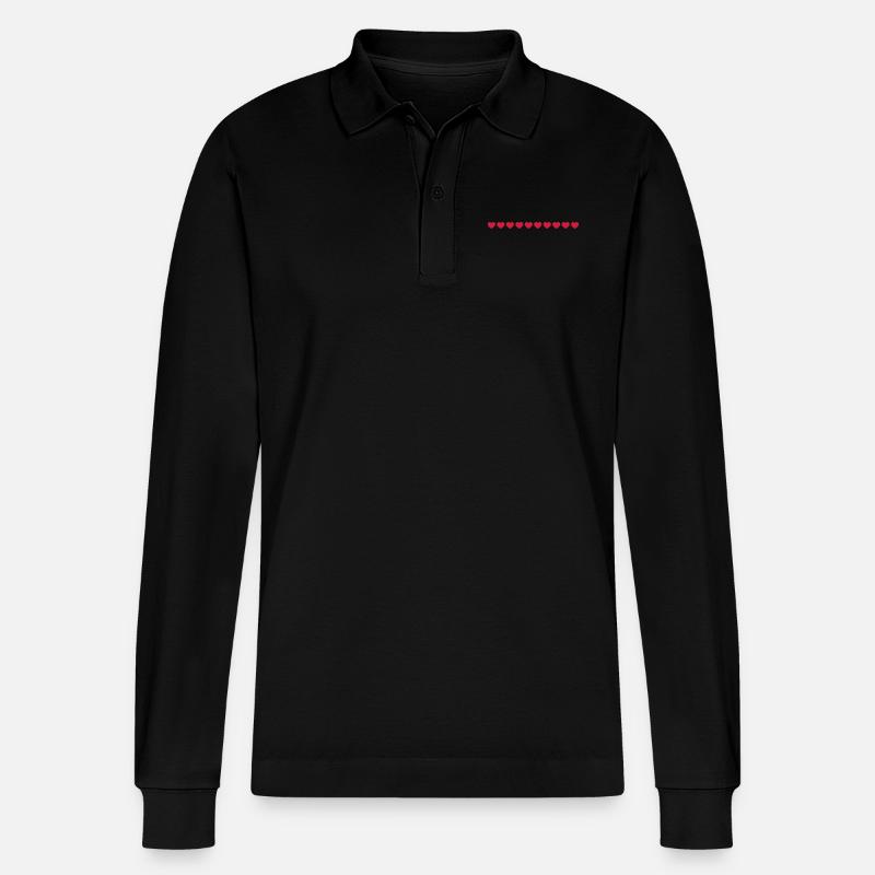 10 kleine herzen - Stanley/Stella Unisex Bio-Langarm-Poloshirt Prepster - Schwarz