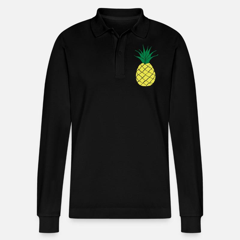 Ananas 2c - Stanley/Stella Unisex Bio-Langarm-Poloshirt Prepster - Schwarz