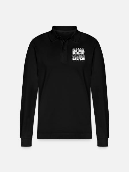 Drink a night - Stanley/Stella Organic Unisex Long-Sleeved Polo Shirt Prepster - black