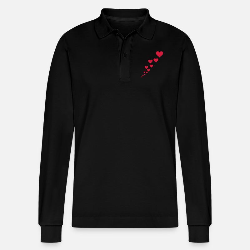 Valentin Herz Liebe - Stanley/Stella Unisex Bio-Langarm-Poloshirt Prepster - Schwarz