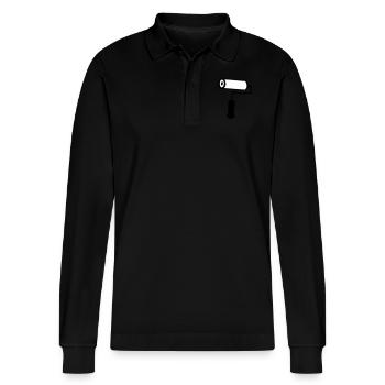 paint roller building house painting - Stanley/Stella Organic Unisex Long-Sleeved Polo Shirt Prepster - black - Front - Anna (173cm) & Nico (186cm)