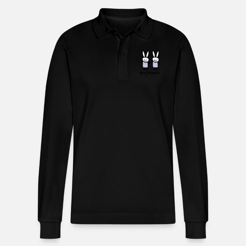 Beste Freunde Hasen - Stanley/Stella Unisex Bio-Langarm-Poloshirt Prepster - Schwarz