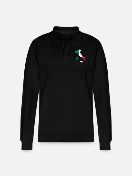 Italy - Stanley/Stella Organic Unisex Long-Sleeved Polo Shirt Prepster - black