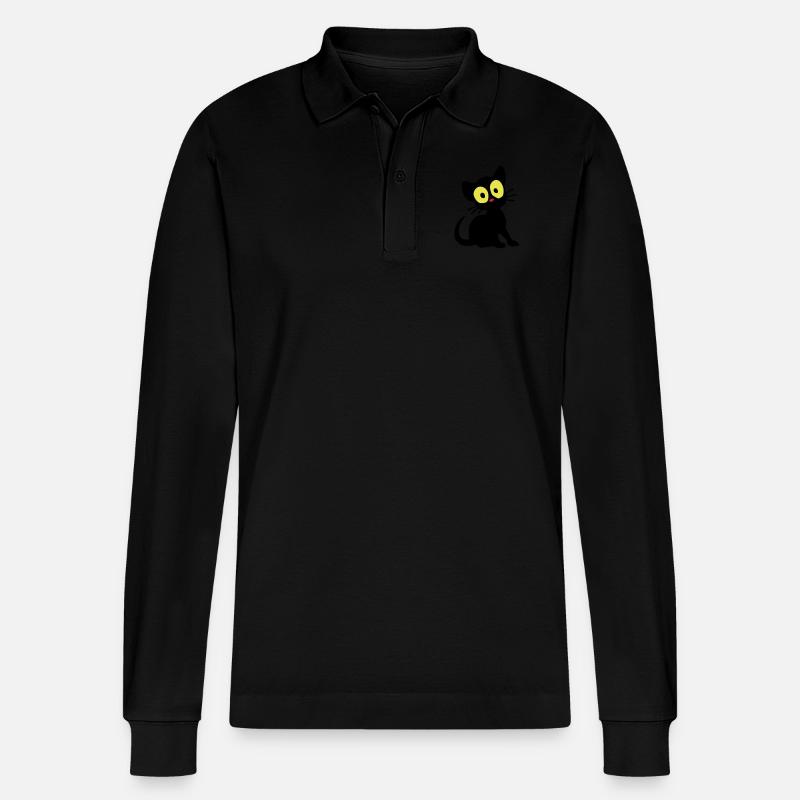 Kätzchen Georgie - Stanley/Stella Unisex Bio-Langarm-Poloshirt Prepster - Schwarz