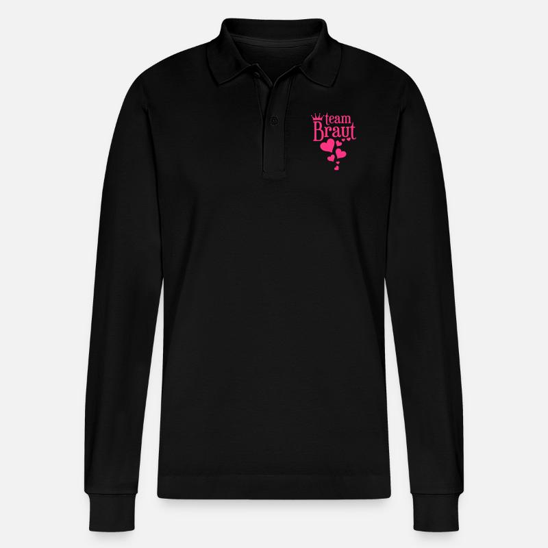 Team Braut - Junggesellinnenabschied - Stanley/Stella Unisex Bio-Langarm-Poloshirt Prepster - Schwarz