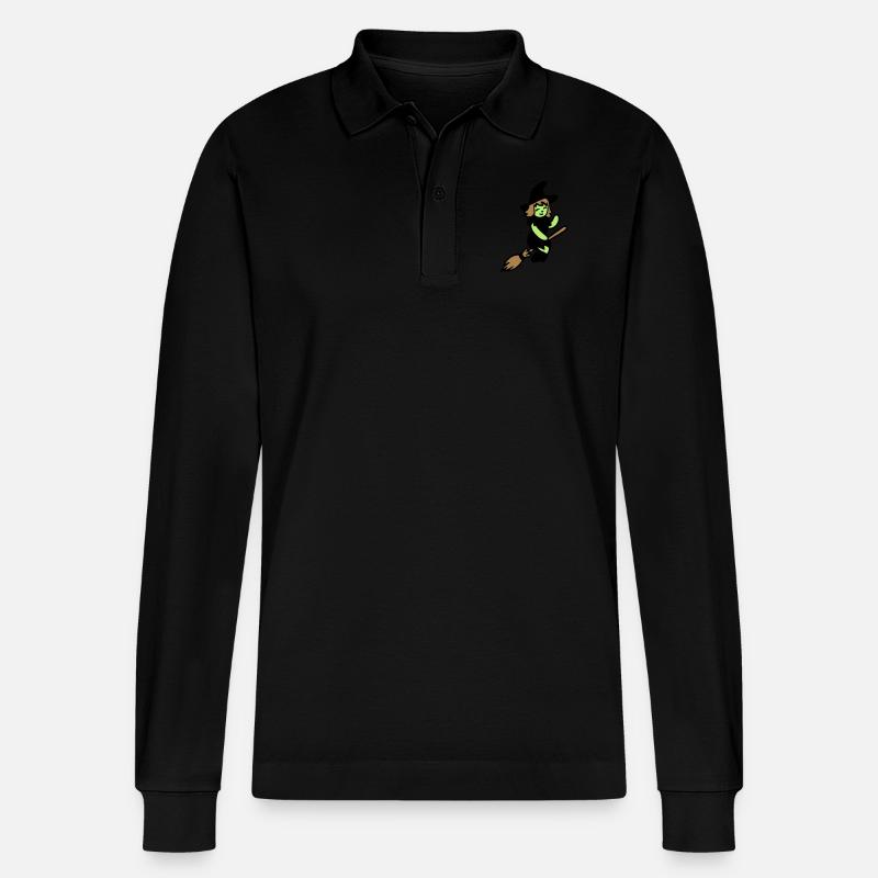 Chibi Hexe - Stanley/Stella Unisex Bio-Langarm-Poloshirt Prepster - Schwarz