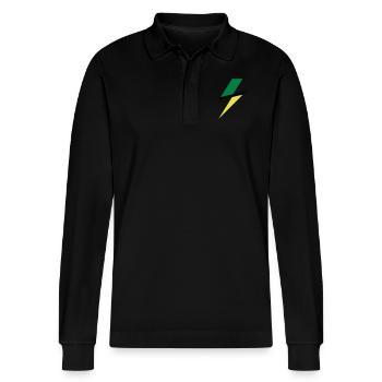 Usain Bolt - Stanley/Stella Organic Unisex Long-Sleeved Polo Shirt Prepster - black - Front - Anna (173cm) & Nico (186cm)