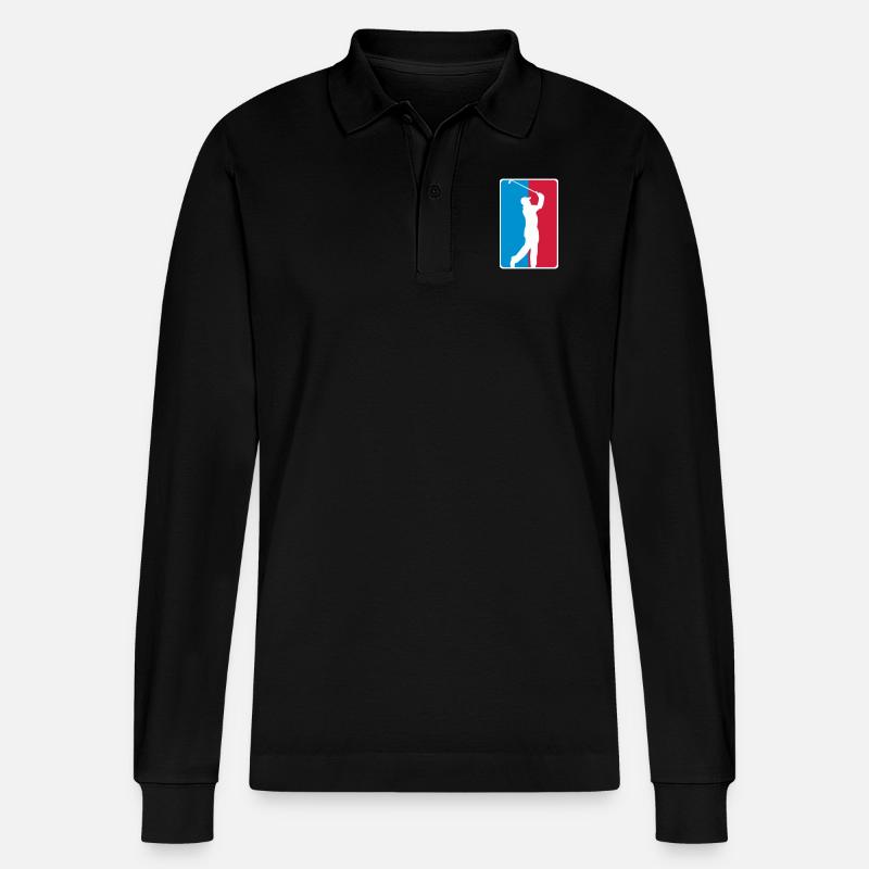 Golf Silhouette Logo - Stanley/Stella Unisex Bio-Langarm-Poloshirt Prepster - Schwarz