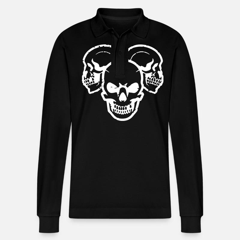 Drei grinsende Vector Schädel - Stanley/Stella Unisex Bio-Langarm-Poloshirt Prepster - Schwarz