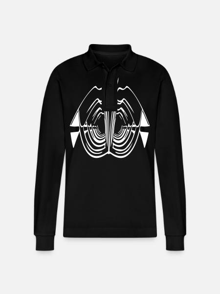 Abstract rib art - Stanley/Stella Organic Unisex Long-Sleeved Polo Shirt Prepster - black